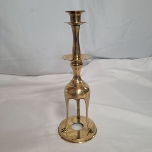 VTG Mid Century Japanese Solid Brass Open Base Altar Candlestick